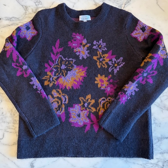 EUC & OTHER STORIES Floral Jacquard Sweater Metallic Thread Detail M Plum Purple - Picture 8 of 16
